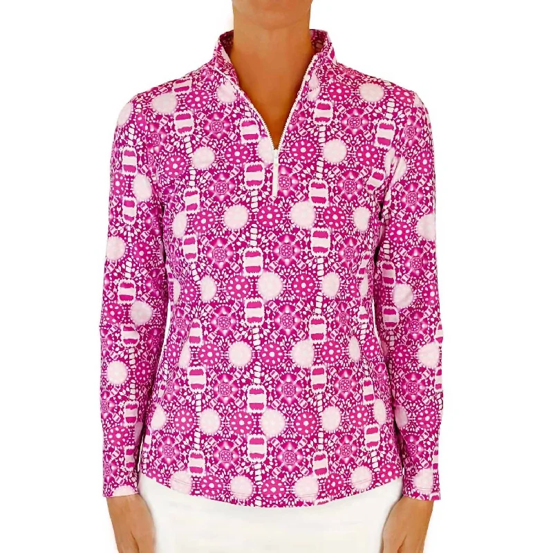 Anna Maria Pullover In Peace Love Pickleball Fuchsia