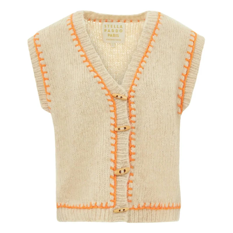 Women's Lea Vest In Beige/orange