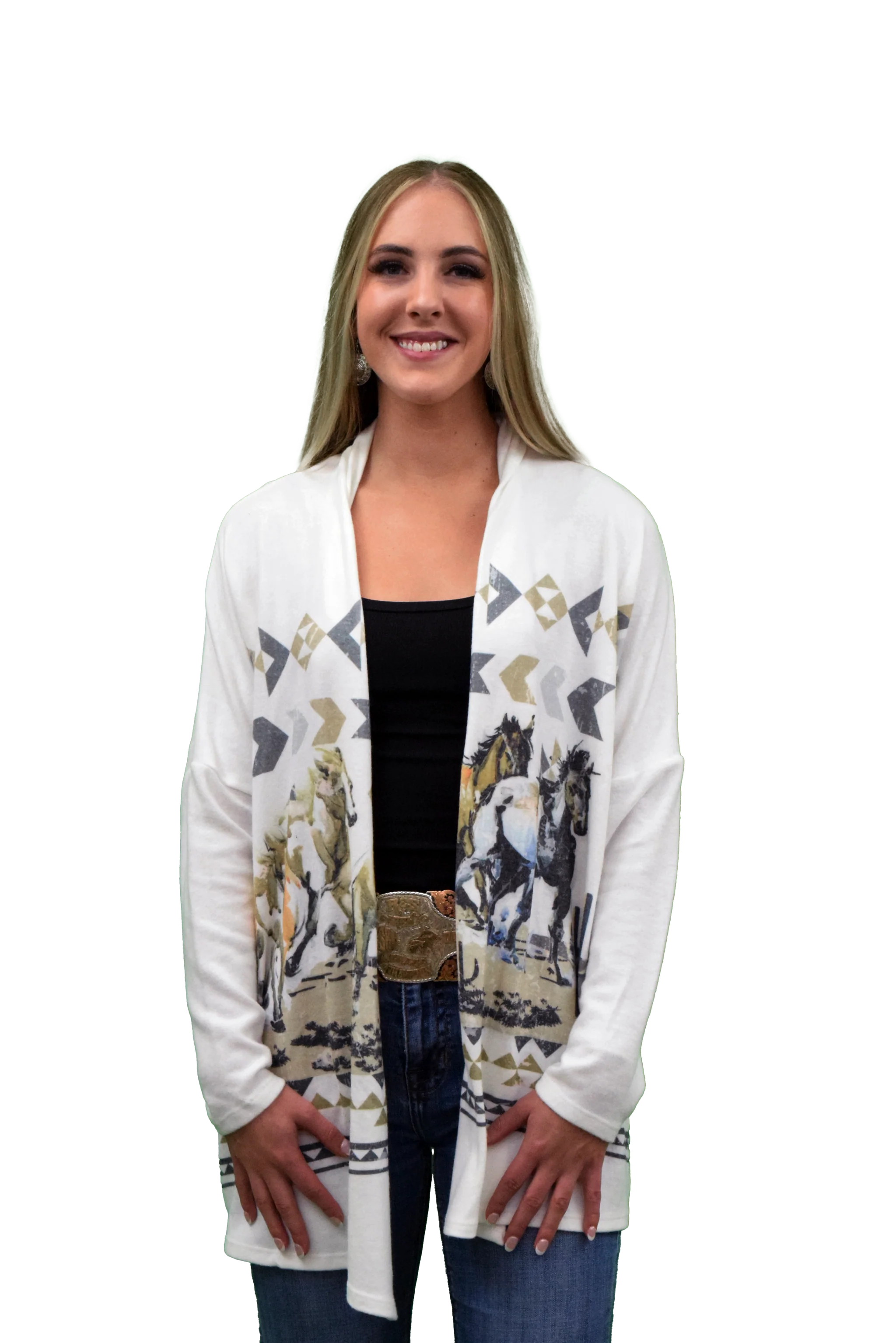 Liberty Wear Collection Cardigan: Desert Horses