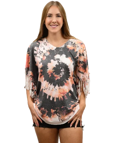 Liberty Wear Collection Poncho: Tie Dye Fringe