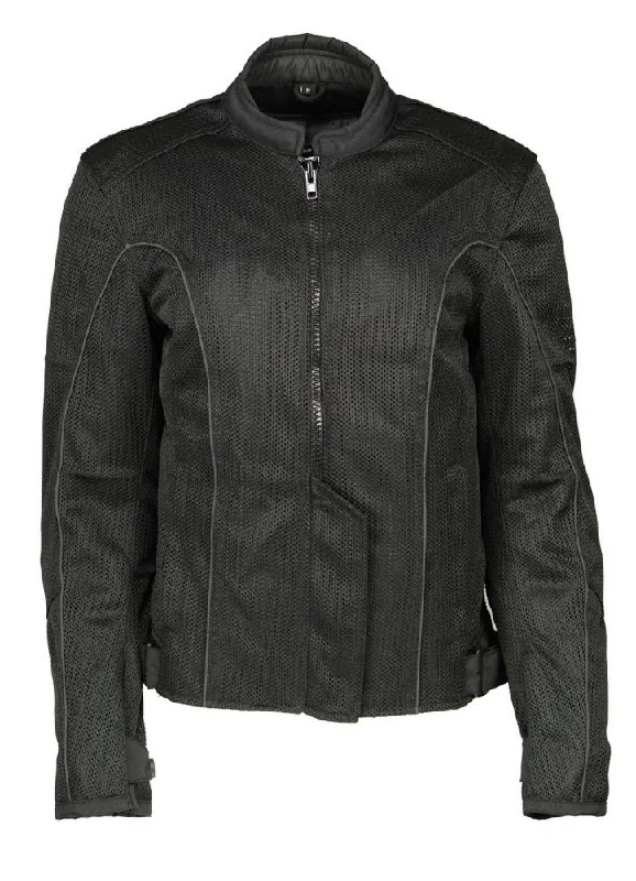 M Boss Motorcycle Apparel BOS22702 Ladies Black Mesh Racer Jacket with Full Armor