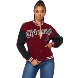 Mya Chicago Varsity Snap Jacket for women`