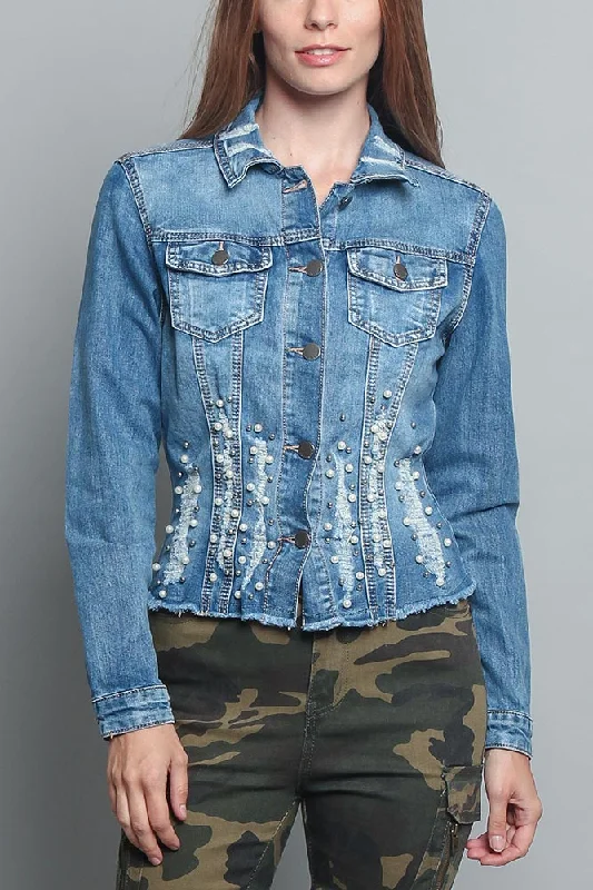 Pearl Distressed Denim Jacket