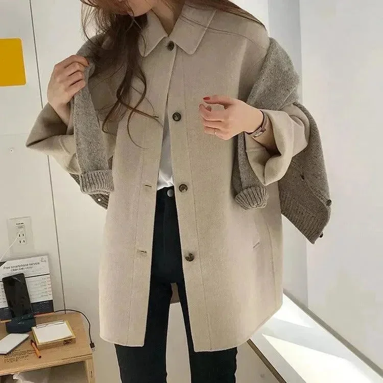 Retro British lazy style loose woolen jacket