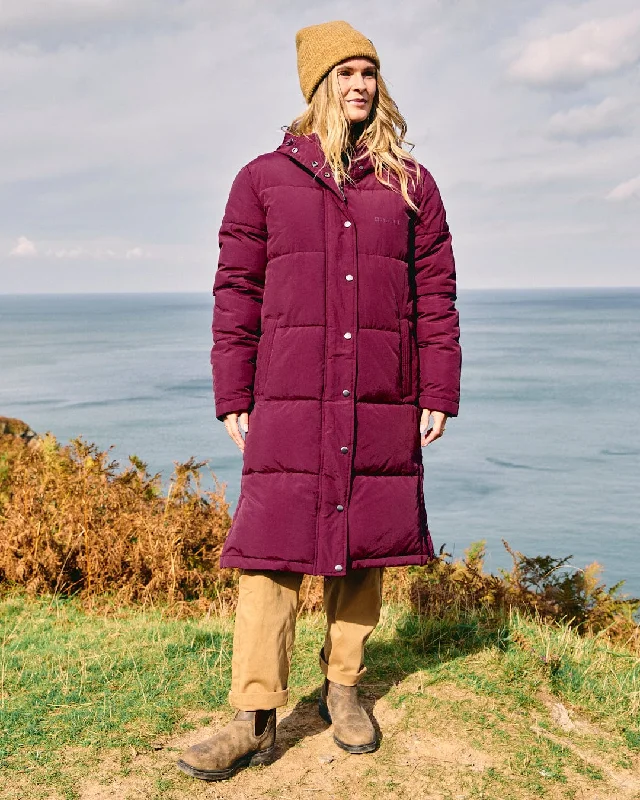 Tahoe - Womens Longline Padded Coat - Burgundy