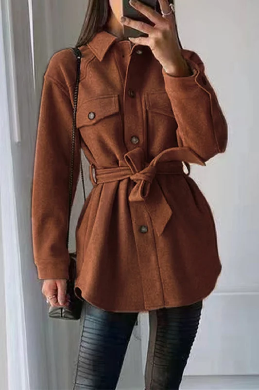 Women's 2022 Fashion Winter Belted Outwear Jackets