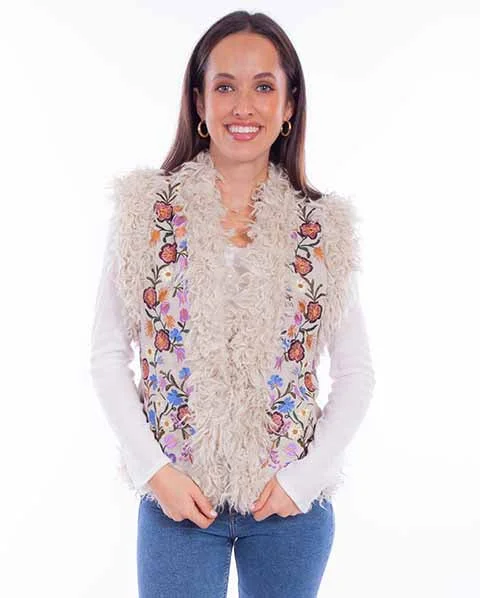 Women's Leather Jacket Suede Collection: Scully Embroidered Faux Fur Vest