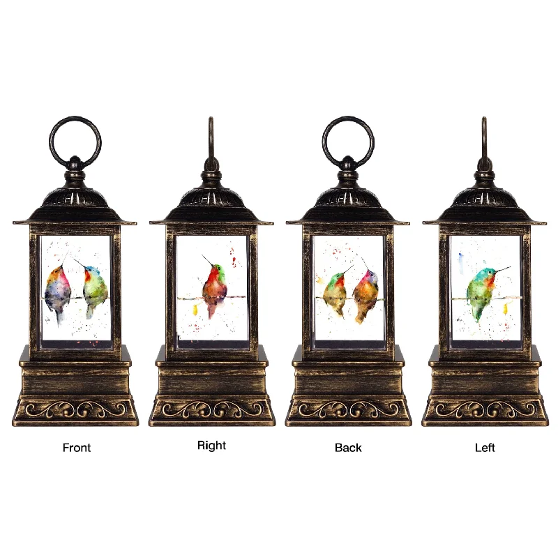 10.5" Enchanting Hummingbirds Sublimation Glitter Lantern - At Home by Mirabeau