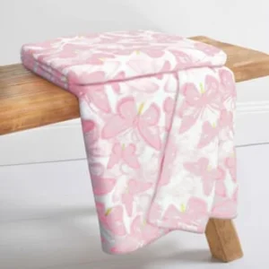 Buy 2 for $30 50" x 60" Celestial Butterfly Pink Single Layer Fleece Blanket