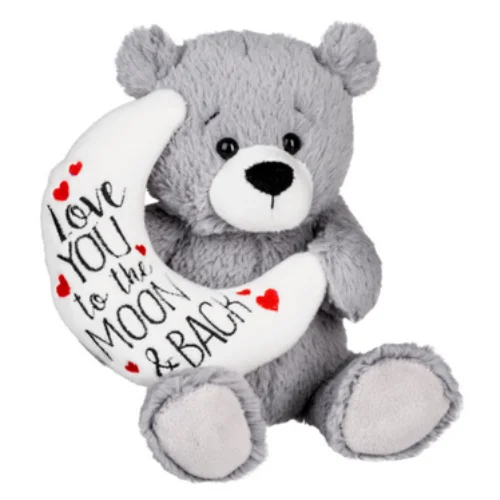 6" Love You to the Moon and Back Gray Bear Stuffed Plush