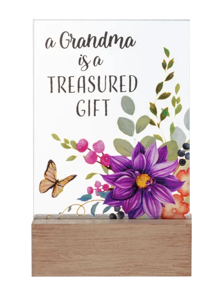 A Grandma Is A Treasured Gift Glass Block