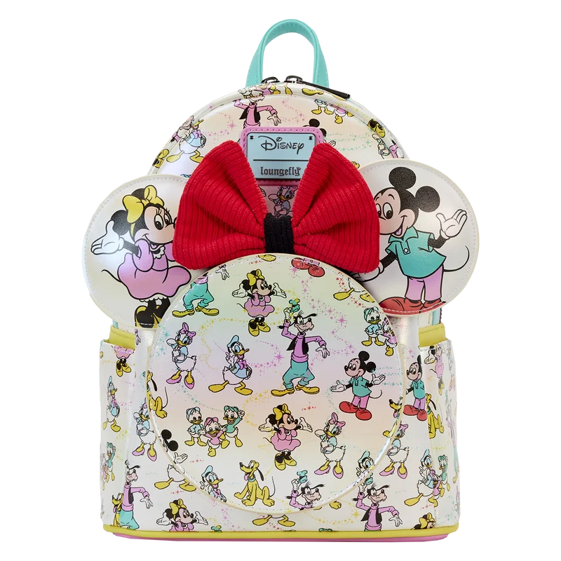 Disney100 Mickey & Friends Classic All-Over Print Iridescent Mini Backpack With Ear Headband