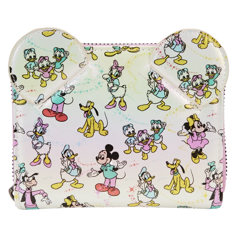 Disney100 Mickey & Friends Classic All-Over Print Iridescent Zip Around Wallet