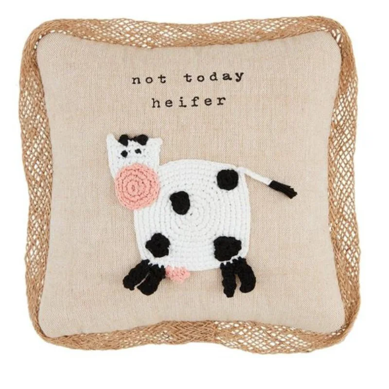 Not Today Heifer Cow Crochet Pillow