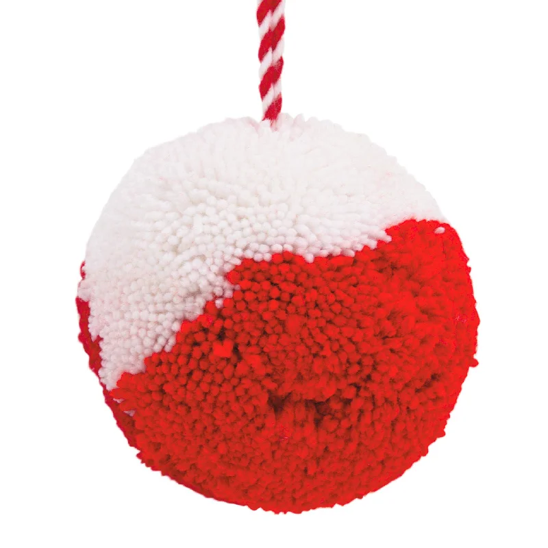 Red Yarn Pom-Pom Fabric Hallmark Ornament