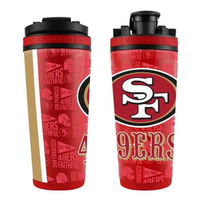 NFL San Francisco 49ers Red 26 Oz Stainless Steel Ice Shaker Tumbler Drinkware