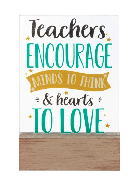 Teachers Encourage Minds To Think & Hearts To Love Glass Block