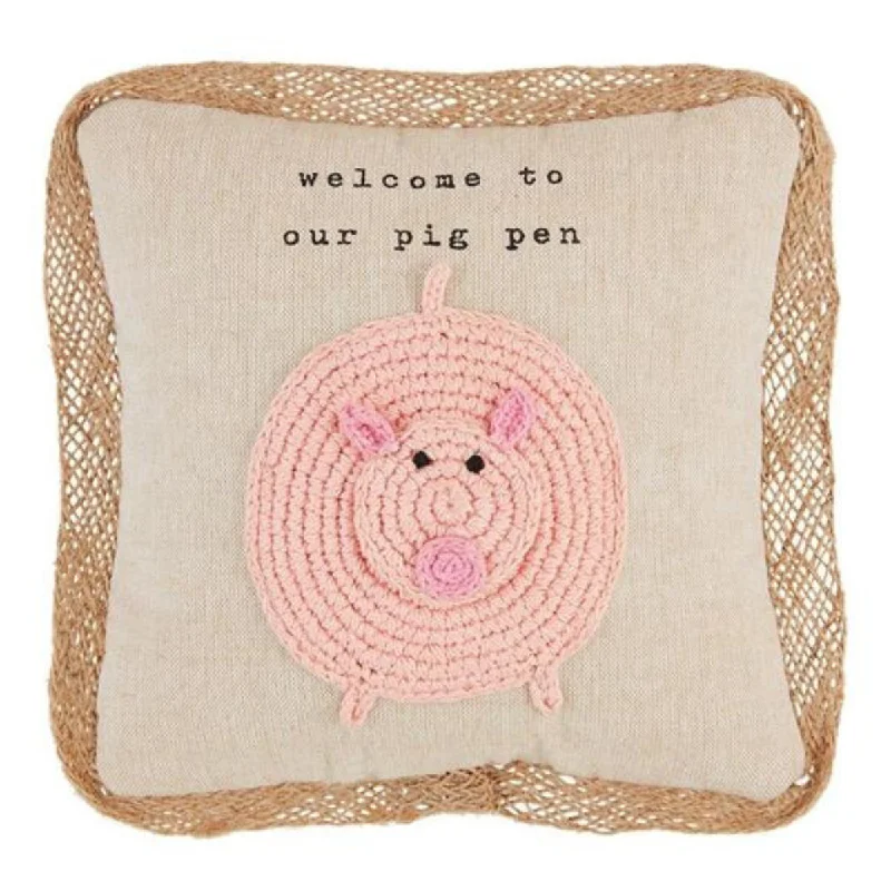 Welcome to Our Pig Pen Crochet Pillow