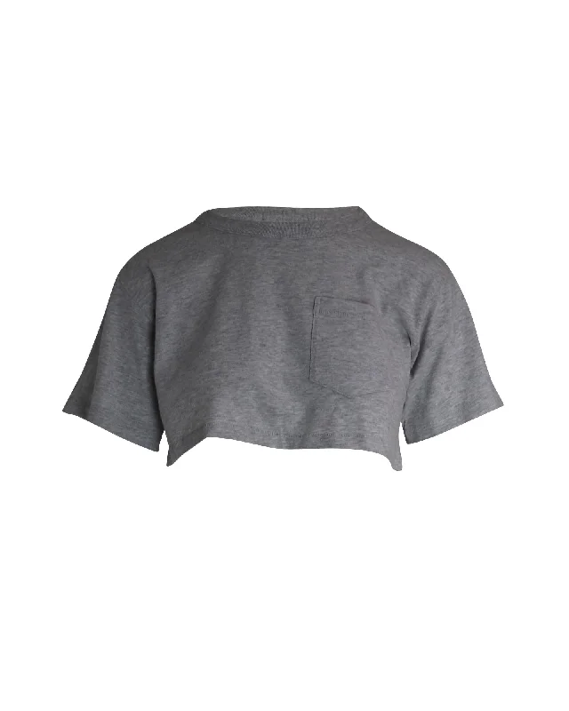 Alexander Wang Cropped T-Shirt in Grey Cotton