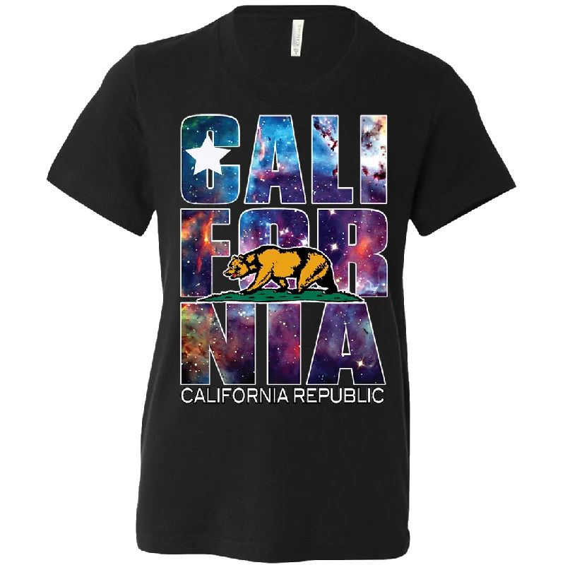 California Republic Cosmic State Flag Space Galaxy Asst Colors Youth T-Shirt/tee