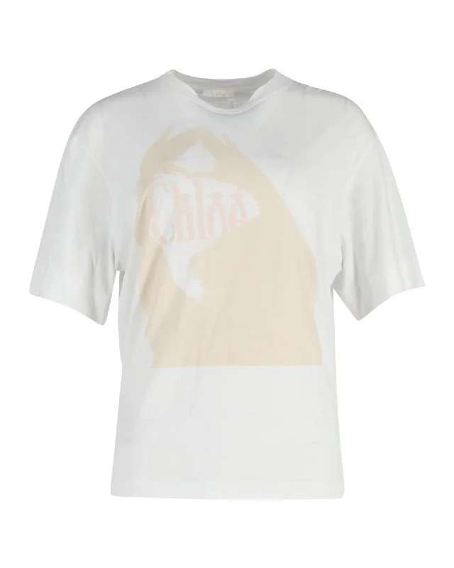 Chloé Logo-Print T-shirt in White Cotton