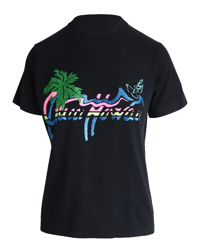 Gucci Hawaii-Print Jersey T-shirt In Black Cotton