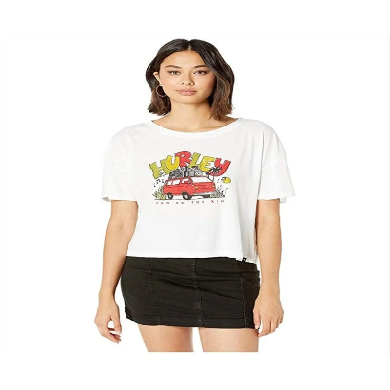 Hurley Junior's Cotton Van Vibes Graphic T-Shirt White Size L