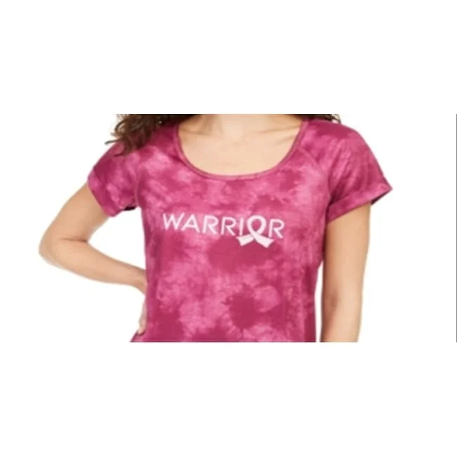 Ideology Women's Scoop Neck Tie-Dye Warrior Athletic T-Shirt Pink Size M