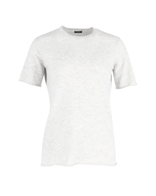 Joseph Melange Crewneck T-shirt in Light Grey Recycled Wool