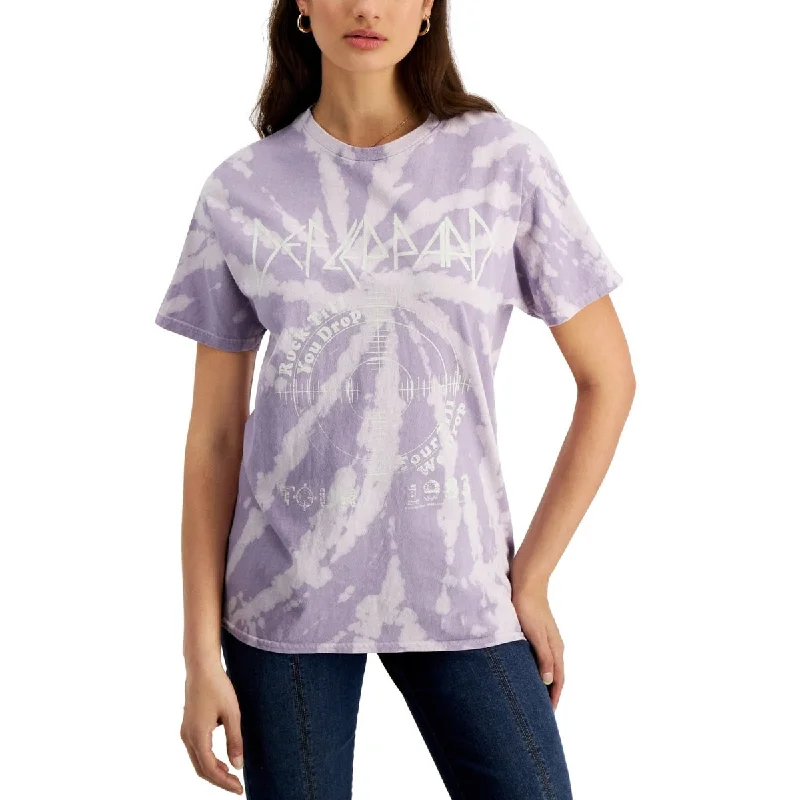 Junk Food Junior's Tie Dyed Def Leppard Graphic T-Shirt Purple Size X-Small