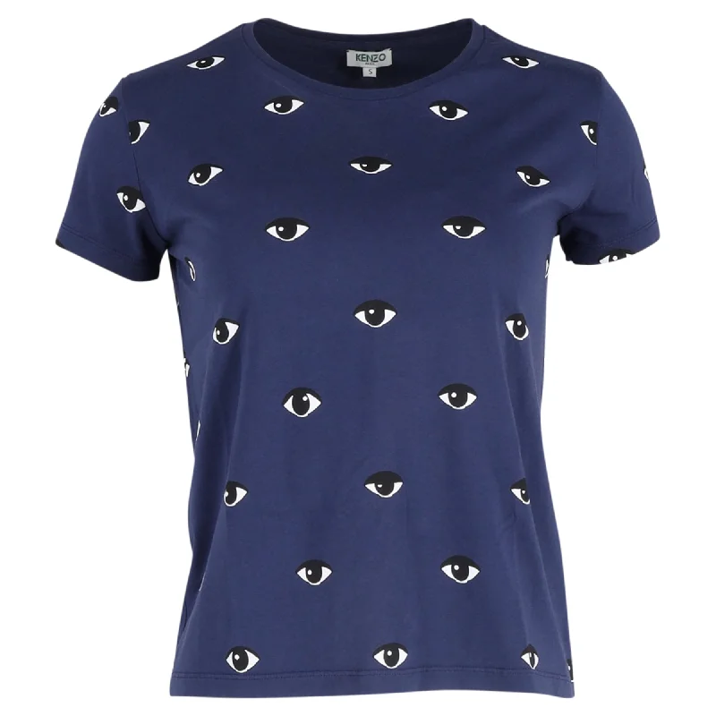 Kenzo Women's Eyes Round Neck T-shirt in Blue Cotton