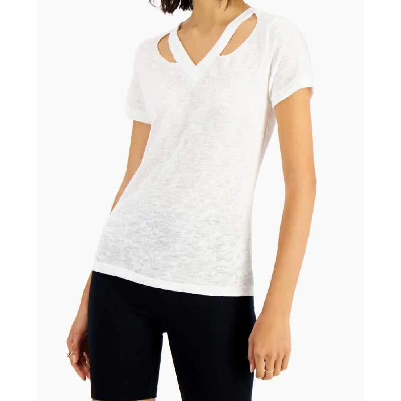 Lna Women's Cutout Neck T-Shirt White Size Large