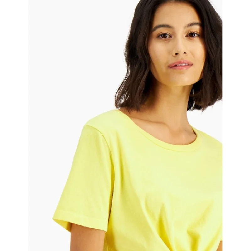 Lna Women's Side Scrunch Cutout T-Shirt Yellow Size X-Large