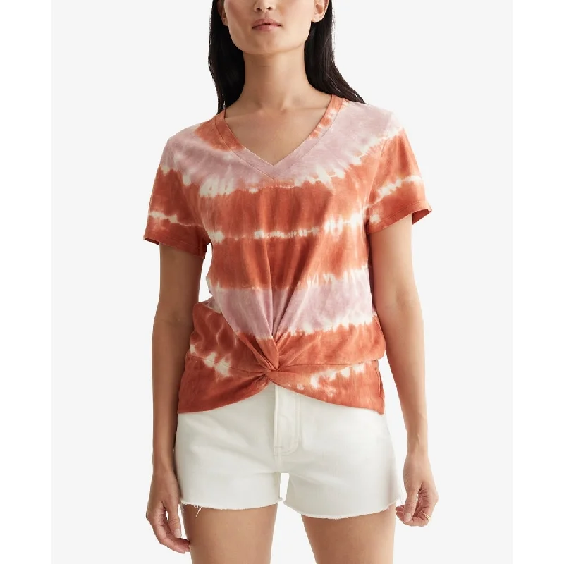 Lucky Brand Women's Twist Front T-Shirt Orange Size Small