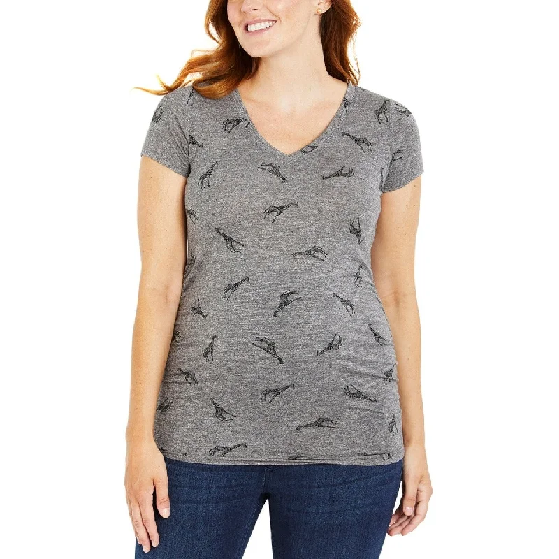 Motherhood Maternity Women's Ruched T-Shirt Gray Size Large