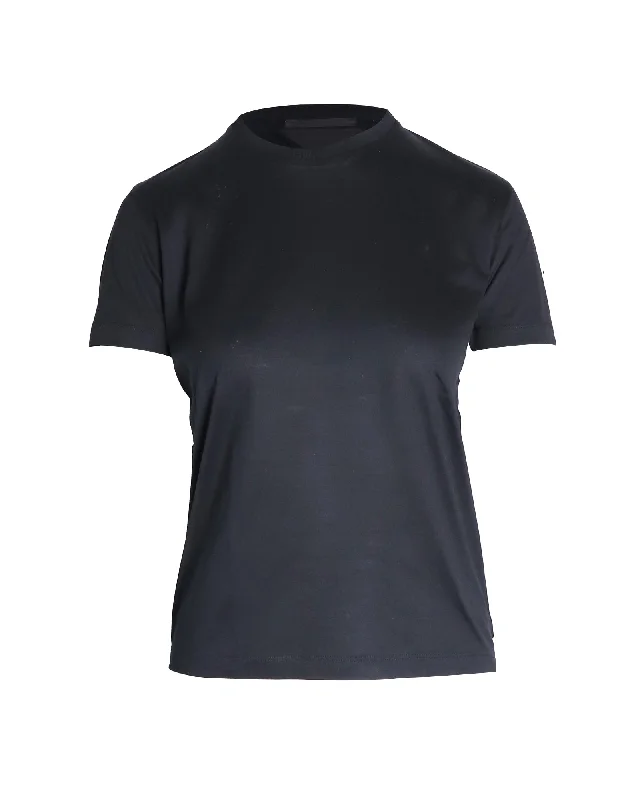 Prada Back Logo T-Shirt in Black Cotton