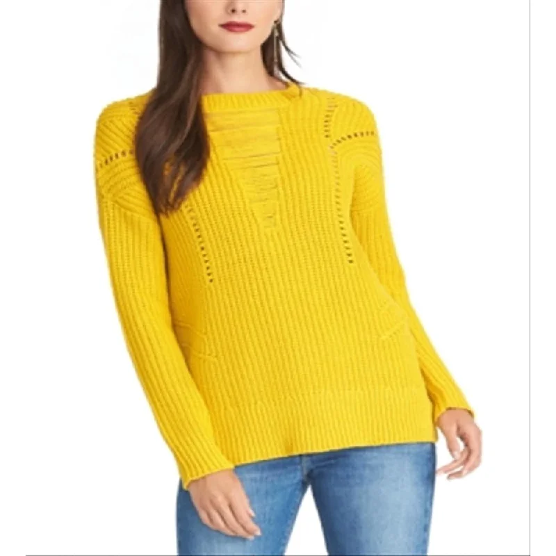 Rachel Roy Women's Long Sleeve Jewel Neck T-Shirt Yellow Size X-Large