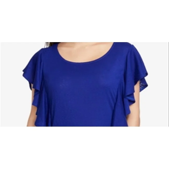 Rachel Roy Women's Nala Ruffle Crop T-Shirt Blue Size Large