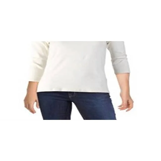 Ralph Lauren Women's Ersilla Open Stitch Crewneck T-Shirt White Size Small