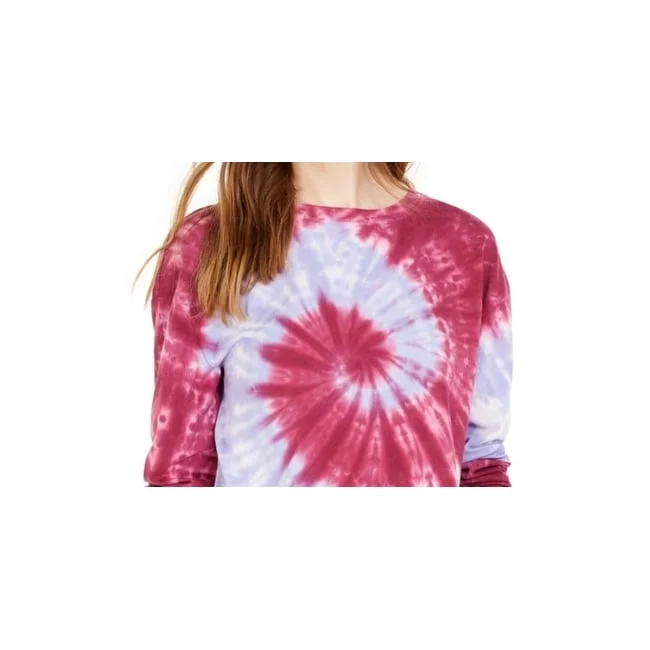 Rebellious One Junior's Tie Dye Printed Long Sleeved T-Shirt Purple Size Small