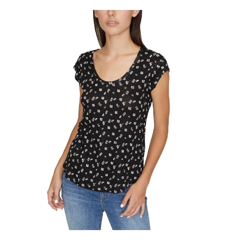 Sanctuary Women's Linen Floral Print T-Shirt Black Size X-Small