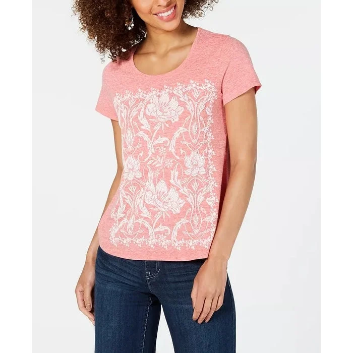 Style & Co Women's Petite Graphic-Print T-Shirt Orange Size Ps