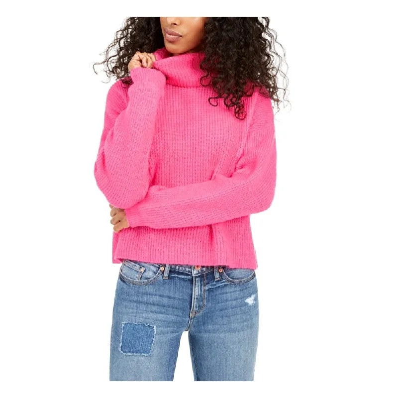 Sun And Moon Women's Pink Long Sleeve Turtle Neck T-Shirt Sweaterpink Size X-Small