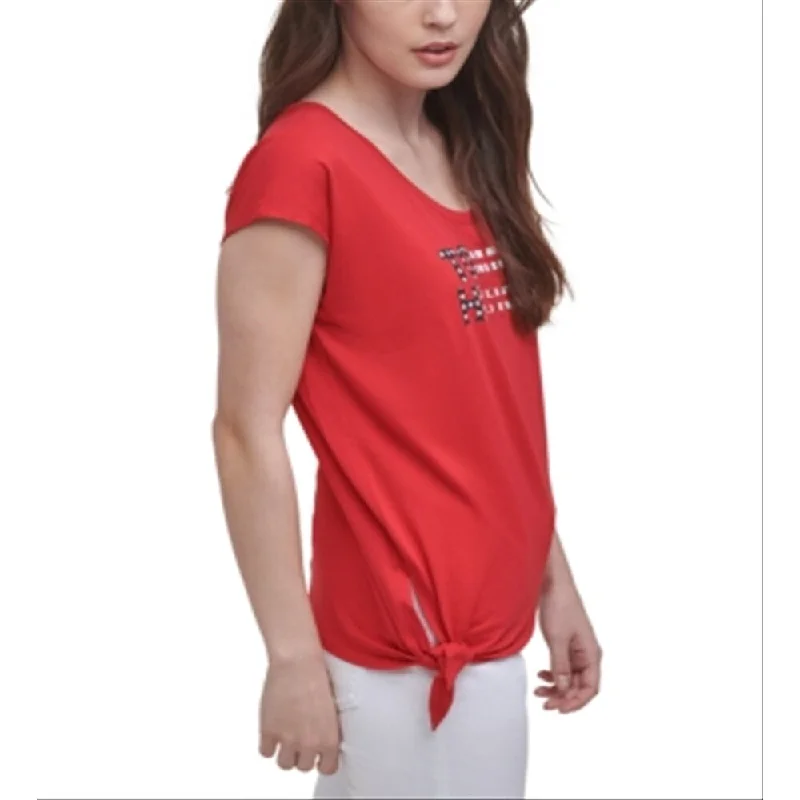 Tommy Hilfiger Women's Logo T-Shirt Red Size Medium