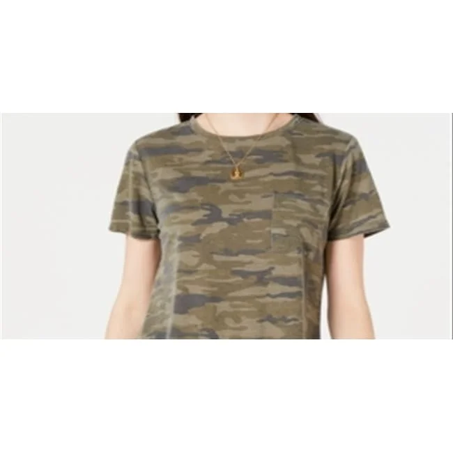 Ultra Flirt Juniors' Camo-Printed Pocket T-Shirt Green Size X-Large