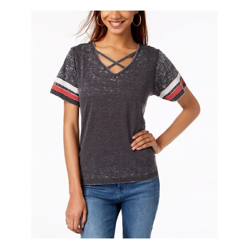 Ultra Flirt Women's Short Sleeve T-Shirt Top Gray Size Small