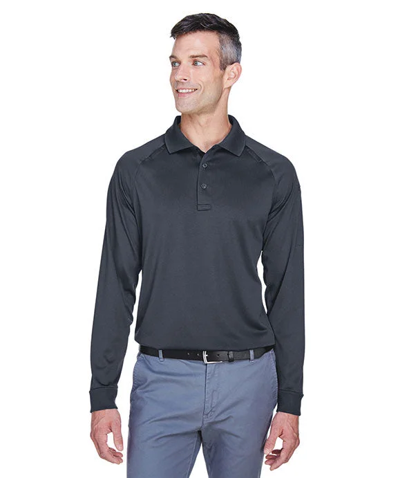 M211L - Harriton Mens Advantage Snag Protection Plus Long-Sleeve Tactical Polo Shirt | Dark Charcoal