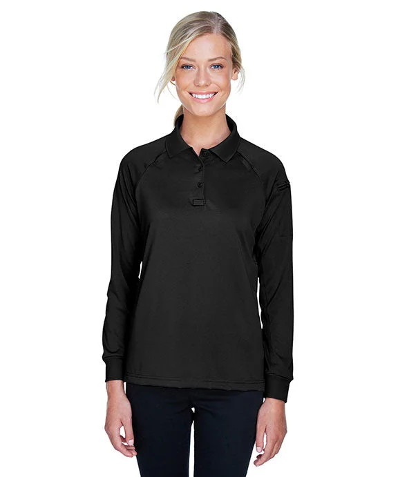 M211LW - Harriton Ladies Advantage Snag Protection Plus Long-Sleeve Tactical Polo Shirt | Black