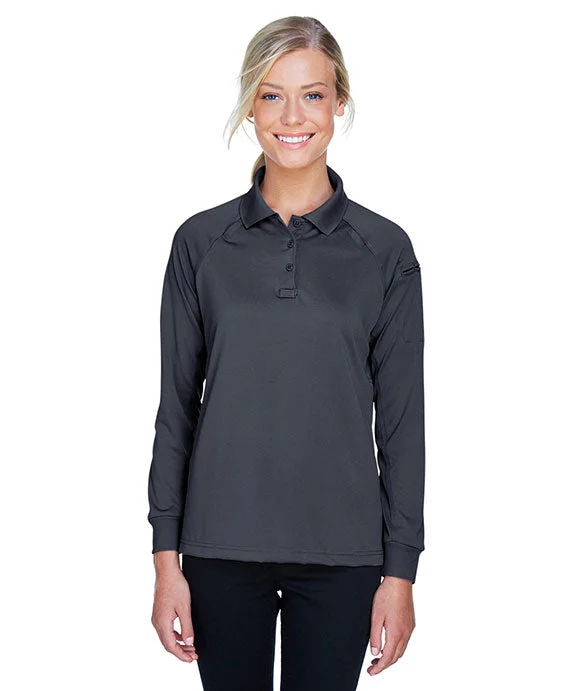 M211LW - Harriton Ladies Advantage Snag Protection Plus Long-Sleeve Tactical Polo Shirt | Dark Charcoal