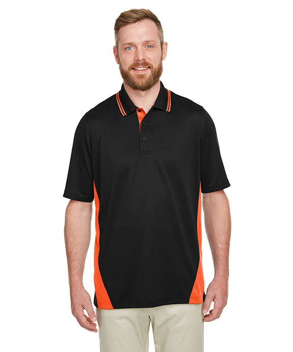 M386T - Harriton Mens Tall Flash Snag Protection Plus IL Colorblock Polo Shirt | Black/Team Orange